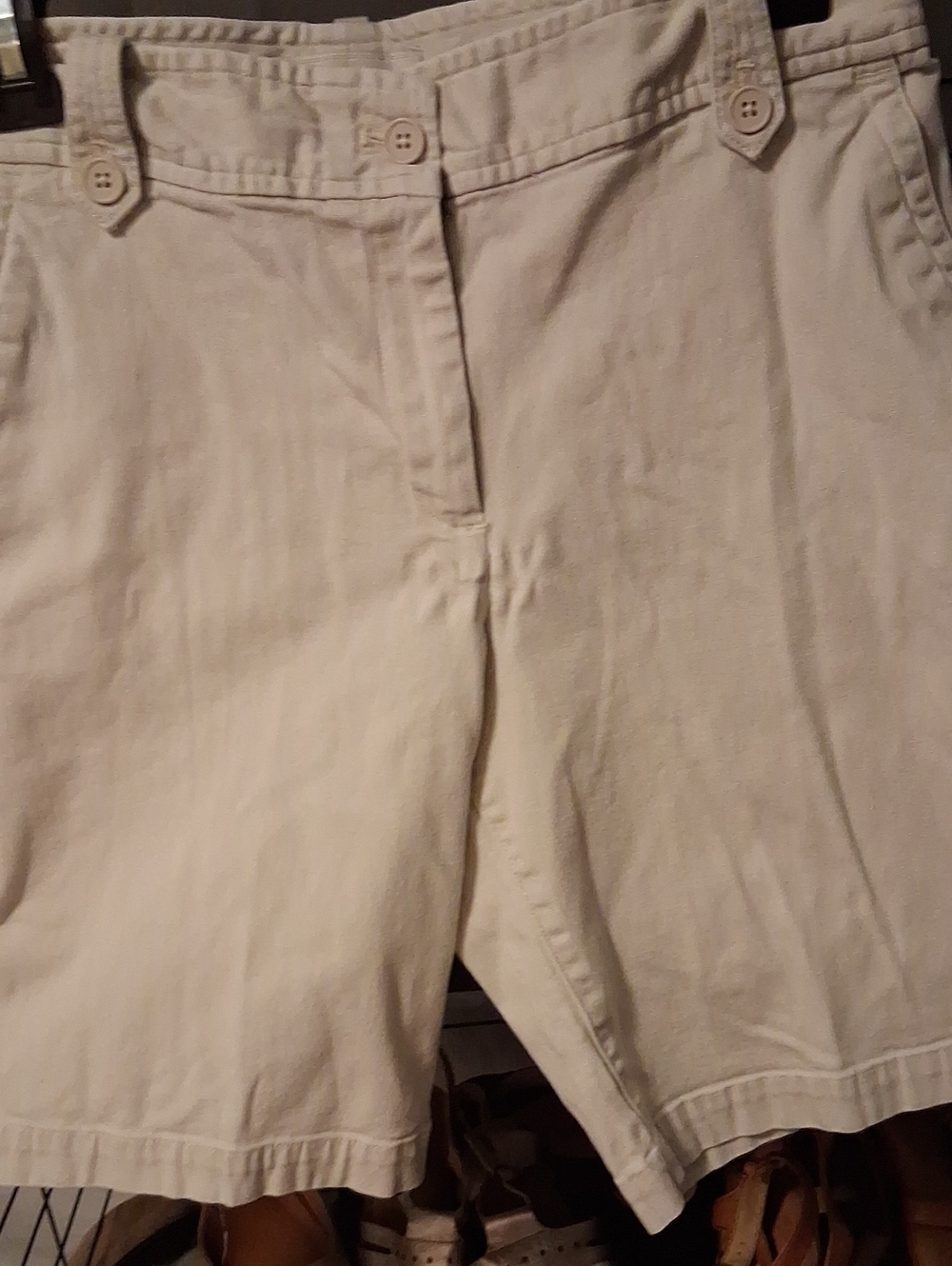 Talbots Cream-Tone Women's Bermuda Shorts with Button-Tab Waist